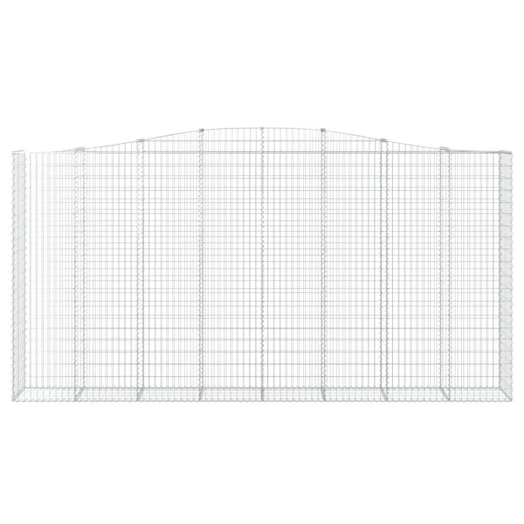 Cestini gabbioni recinzione a gabbia muro di contenimento ad arco 6 pezzi 400 x 50 x 200/220 cm ferro zincato argento 02_0041058
