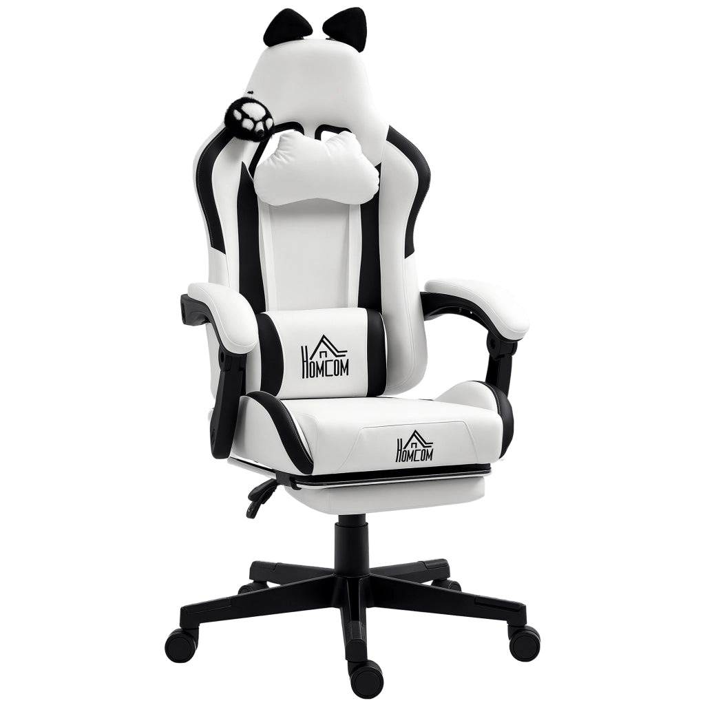 Poltrona gaming ergonomica con orecchie ¨C zephmum ¨C bianco 65x62x124 cm