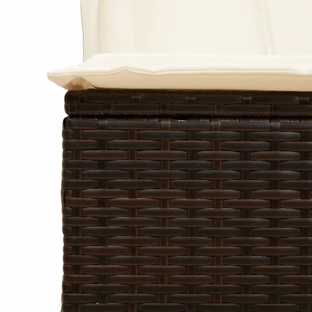 Lettino Prendisole | Sdraio da giardino | Lettino da sole con Tetto e Tende Marrone in Polyrattan