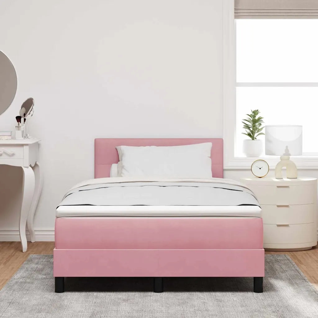 Letto a Sorgente LED con materasso Rosa 120 x 200 cm Velluto 3342649