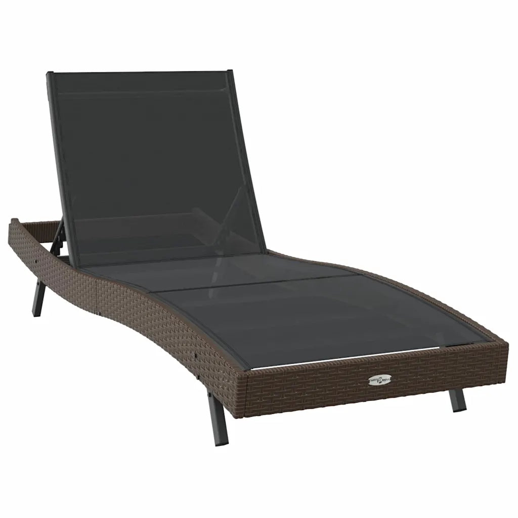 2 pz Lettino Prendisole | Sdraio da giardino | Lettino da sole Nero e Marrone polyrattan