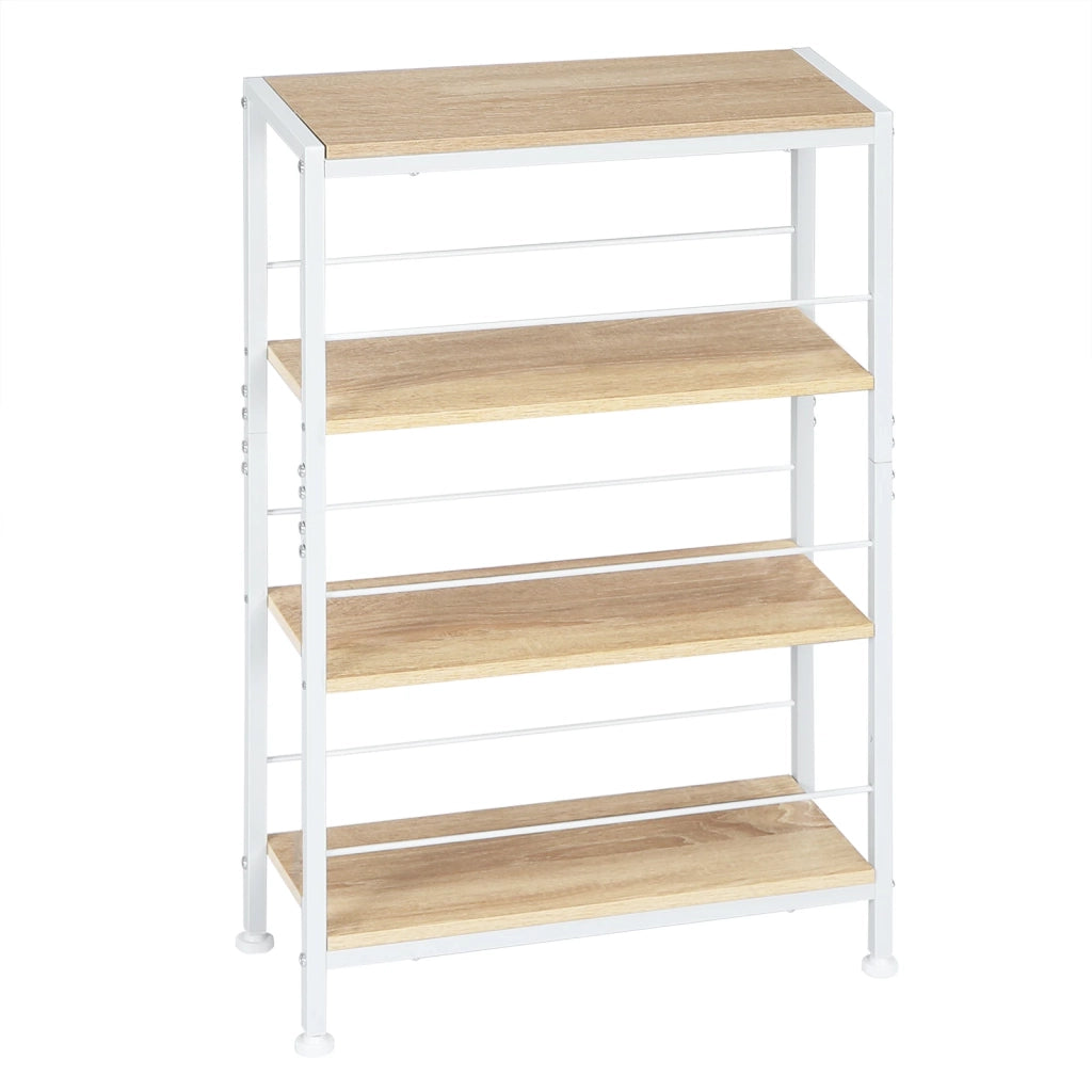 Scaffale salvaspazio a 4 ripiani in MDF e metallo bianco e rovere chiaro 50x20x78 cm