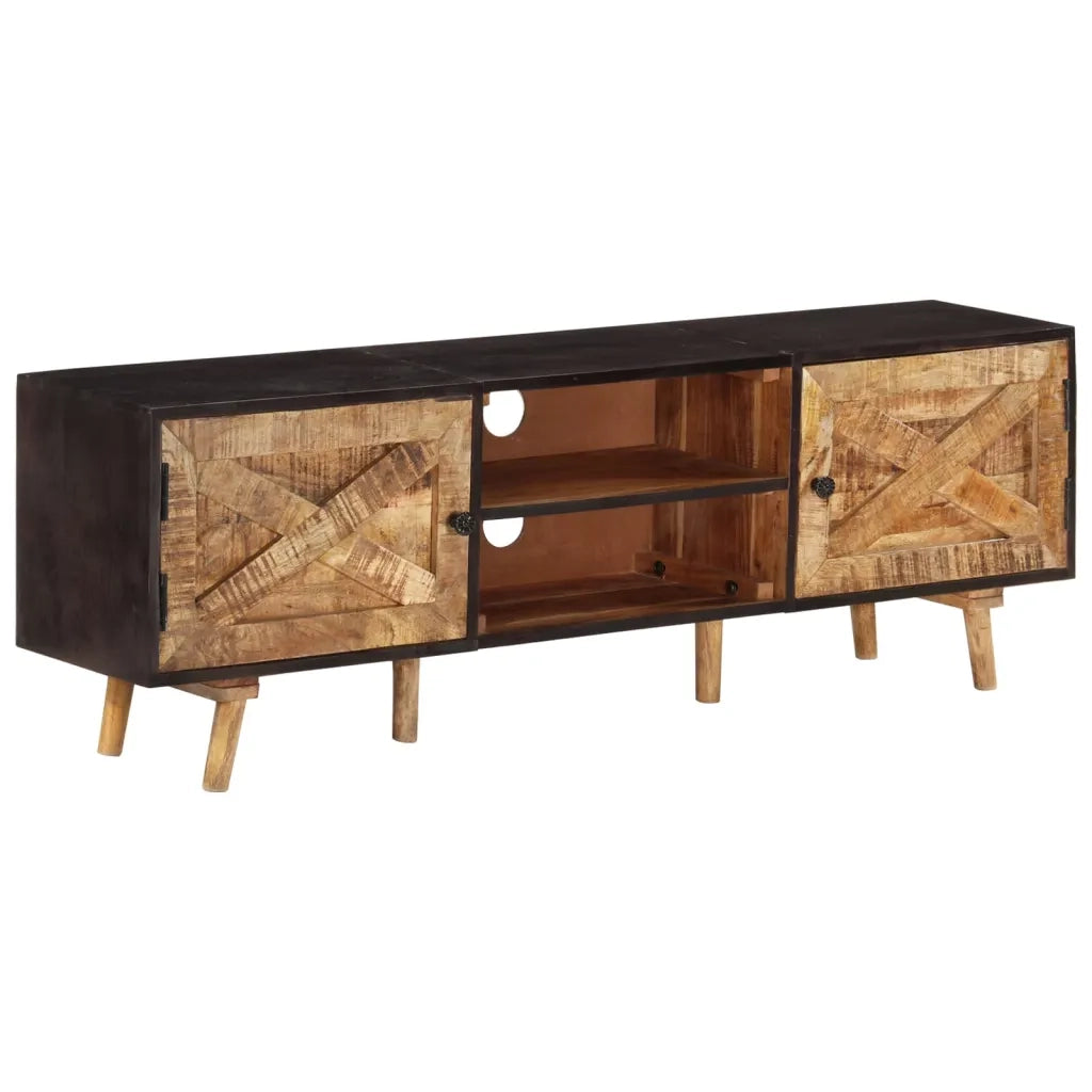 Mobile TV-Credenza per TV 140x30x46cm Legno di Mango Grezzo e Massello d'Acacia
