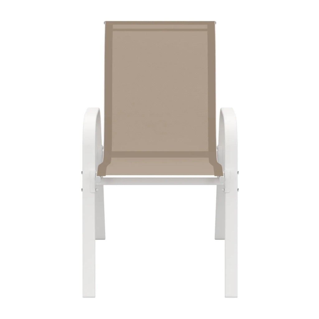 IDMarket - Set di 6 sedie da giardino impilabili LYMA in metallo e textilene, bianco e beige