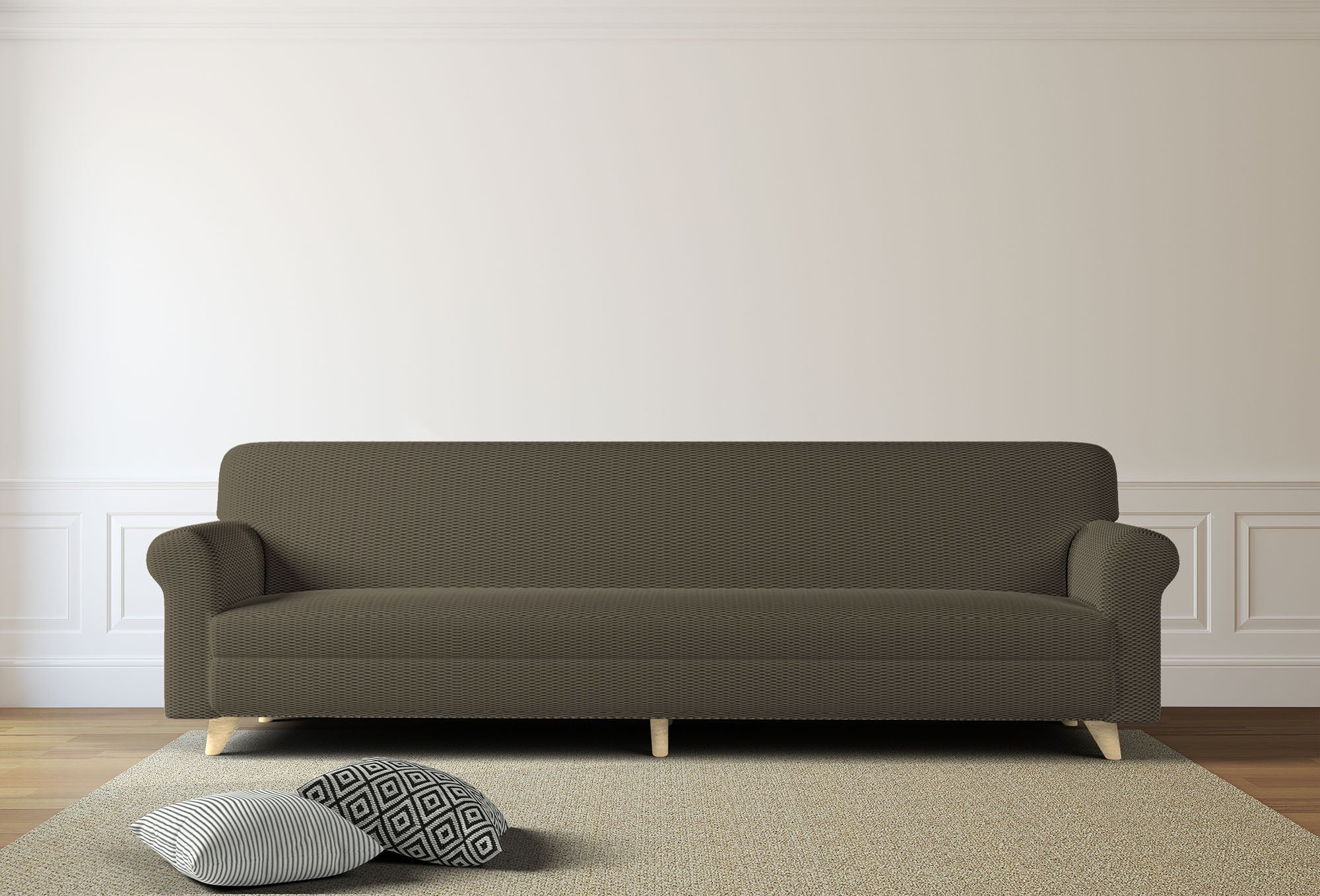 Copridivano Elasticizzato 1 Posto in Poliestere e Cotone Fashionable Tortora