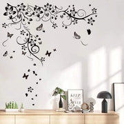 Decorativi per Parete - Fiori Neri - Ideali per Camera da Letto e Salotto - Adesivi in Vinile - Perfetti per Camera dei Bambini - Facili da Rimuovere