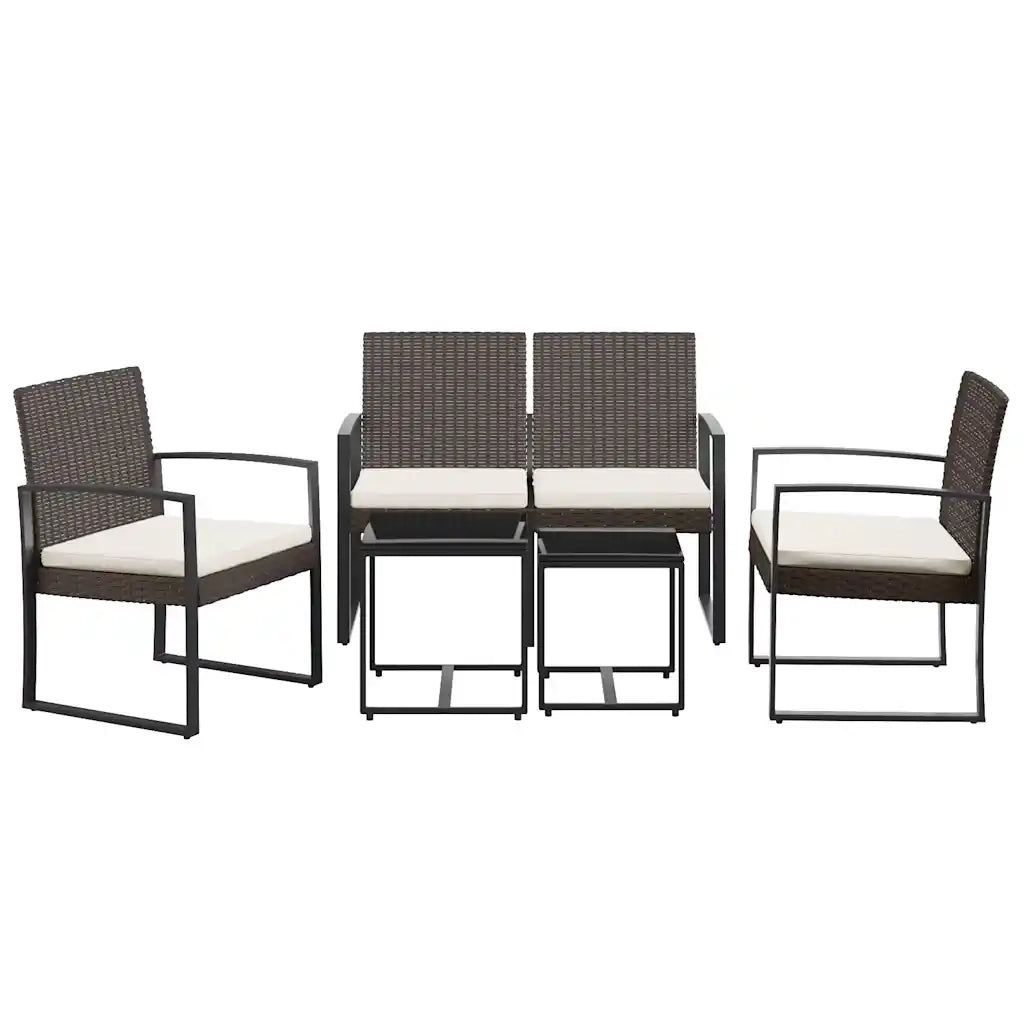 Set da Pranzo da Giardino 5 pz | Set Salotto da Giardino con Cuscini in PP Rattan Marrone