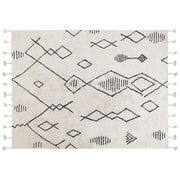 Tappeto cotone nero e bianco sporco 160 x 230 cm moderno orientale motivo geometrico