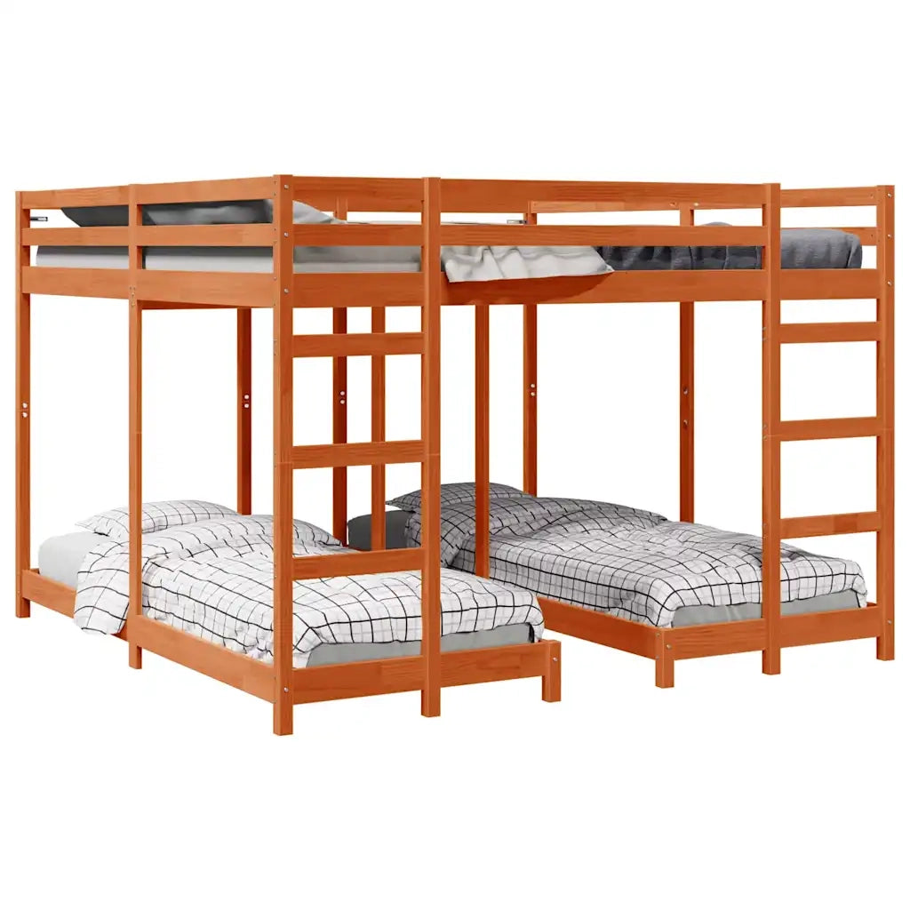 Struttura letto a castello triplo Marrone cerato 200 x 200 cm 3414560