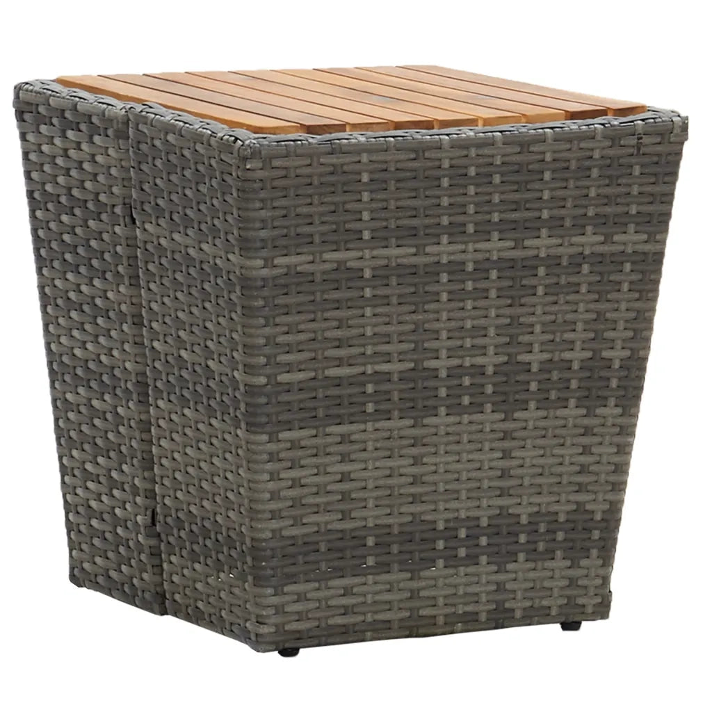 Set da Bistrot 3 pz in Polyrattan e Legno Acacia Grigio cod mxl 37909
