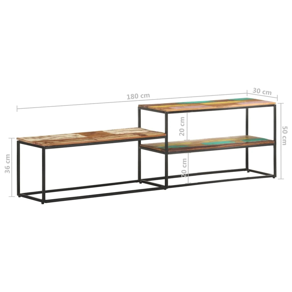 Mobile TV multimediale mensola TV credenza TV sala da pranzo soggiorno camera da letto 180 x 30 x 50 cm legno massello di recupero marrone 02_0026090