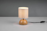 LUCI LAMPADA DA TAVOLO BASE EFFETTO LEGNO MEZZA SFERA PARALUME BEIGE H. 23CM D. 14CM 1 LUCE ATTACCO E14