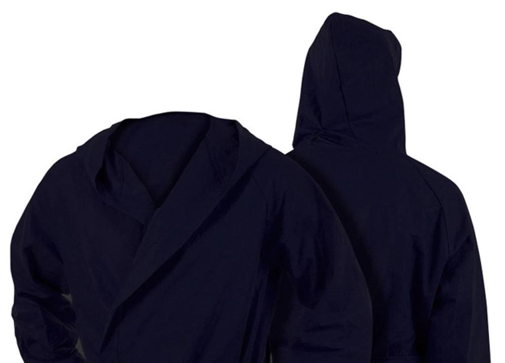 Accappatoio Con Cappuccio In Microfibra Taglia Adulto Unisex In Tinta Unita - S - Blu Scuro