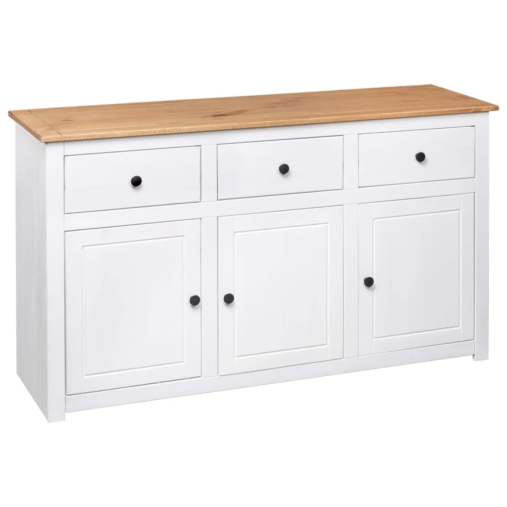 Buffet credenza cassettiera armadio mobile contenitore organizer per cucina soggiorno salotto 135 x 40 x 80 cm pino massiccio gamma Panama bianco 02_0030209