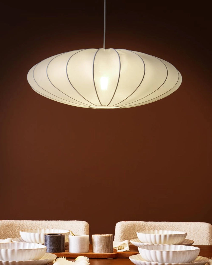 Lampada a sospensione con paralume in nylon bianco Design moderno Luce per il soggiorno
