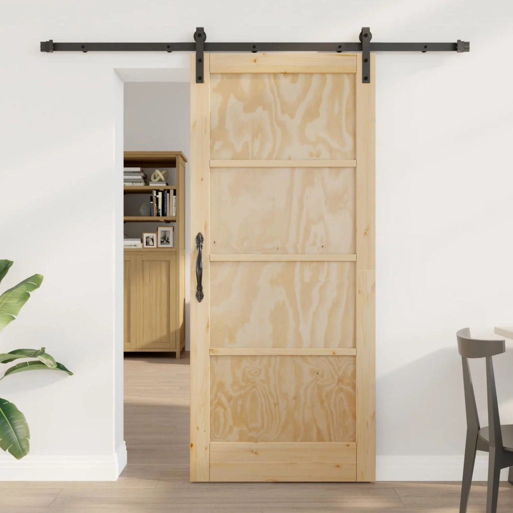 Porta scorrevole Naturale e Nero 86 x 198,5 cm 3445411