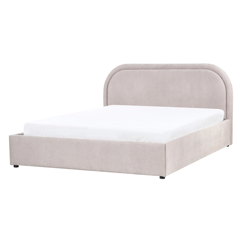 Letto matrimoniale EU tortora Tessuto di ciniglia 140 x 200 cm Struttura imbottita con contenitore