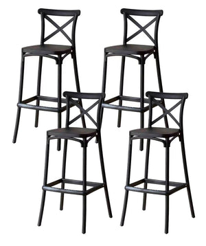 Set 4 Sgabelli 40x36x91 cm in Polipropilene Pompei Nero