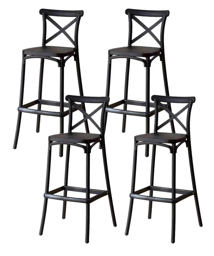 Set 4 Sgabelli 40x36x91 cm in Polipropilene Pompei Nero