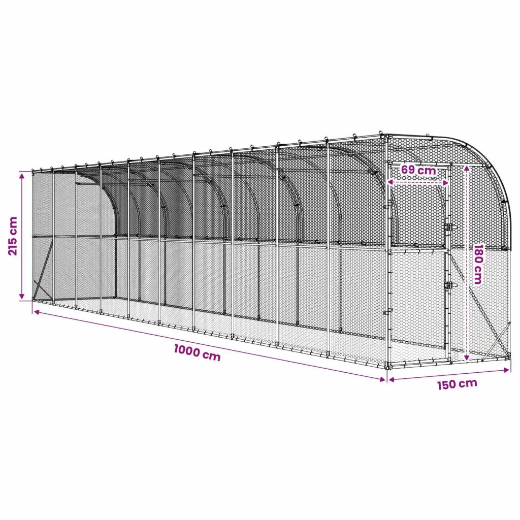 Gabbia per Polli Contro il Muro Argento 600 x 150 x 215 cm 3434724