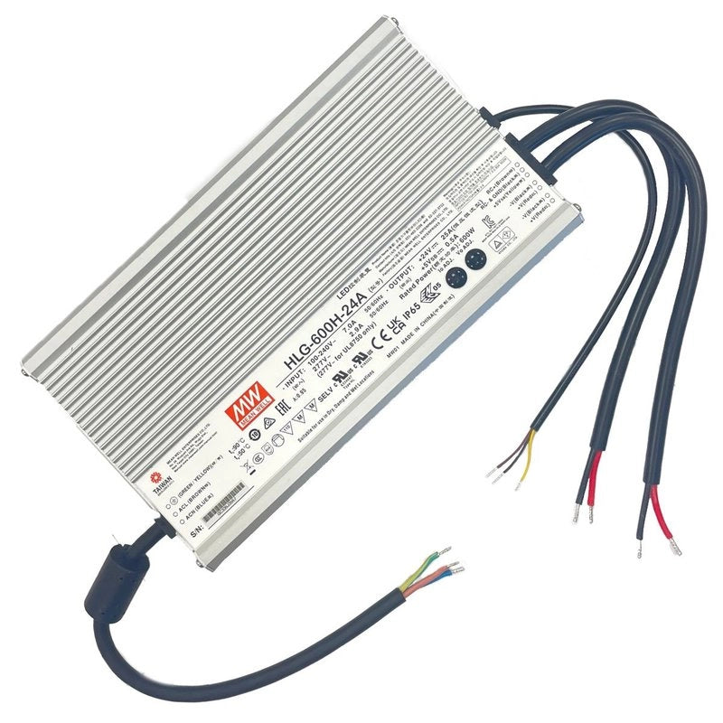 MW MEAN WELL HLG-600H-24A Alimentatore Led Driver CV CC IP67 600W 24V 25A Input 220V e 110V