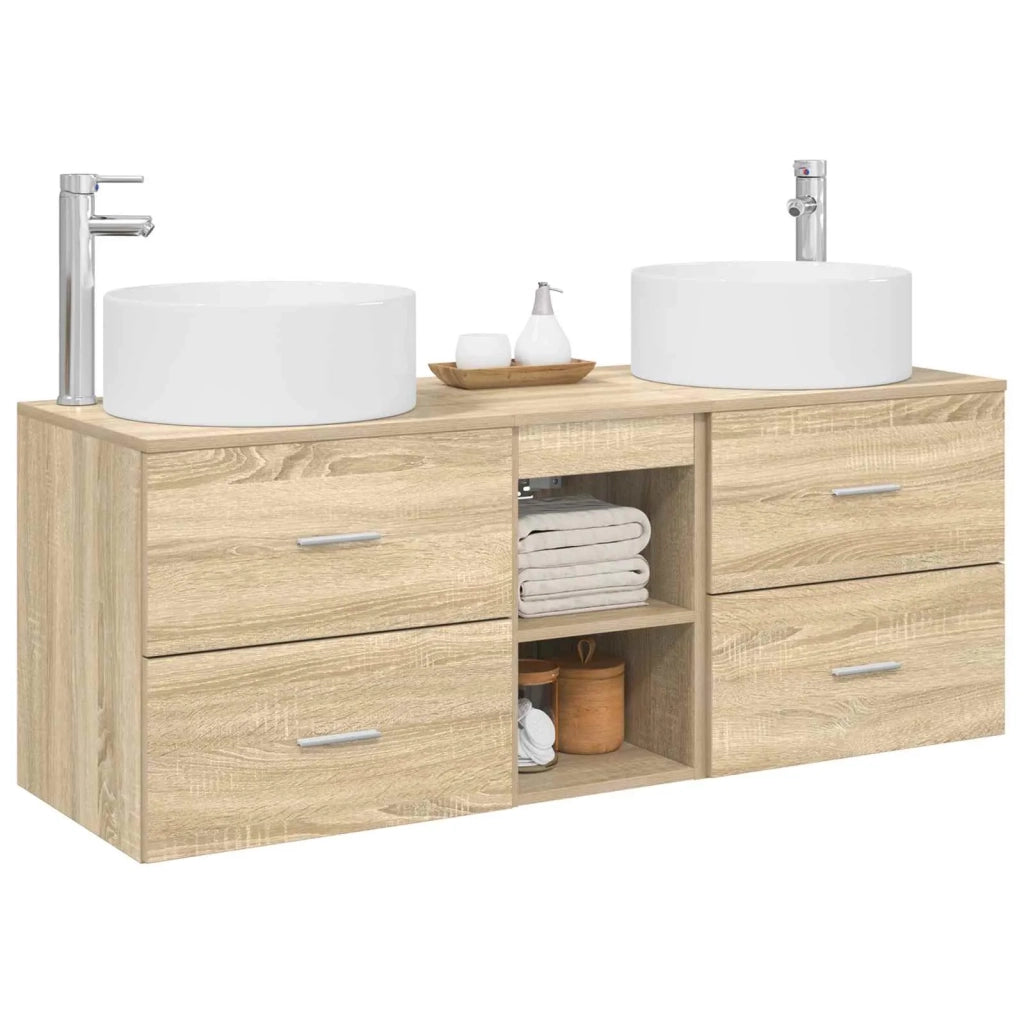 Set di mobili per il bagno 3 pz Rovere Sonoma 3405949