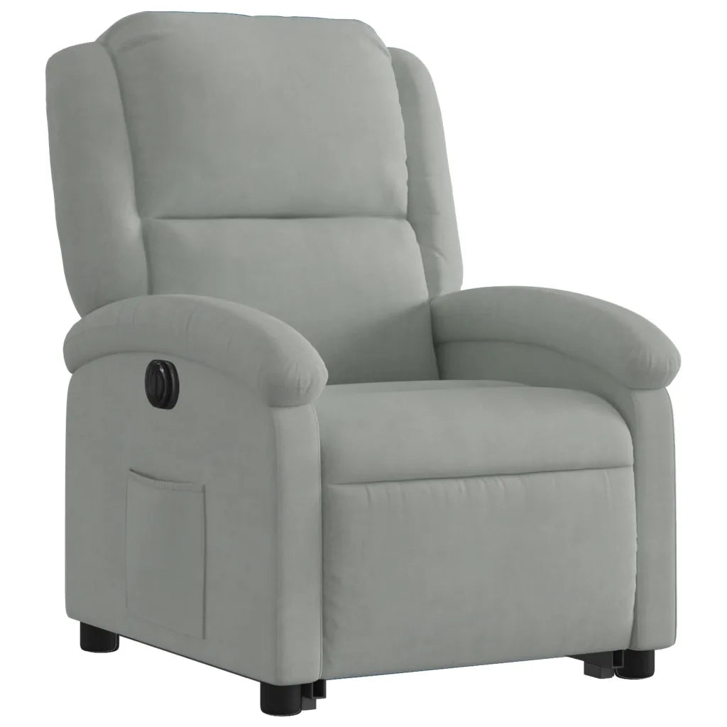 Poltrona Alzapersona Reclinante Elettrica Grigio Chiaro Velluto 3204322