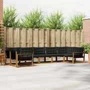 Set di divani da esterno con cuscino 7 pcs Naturale e Nero