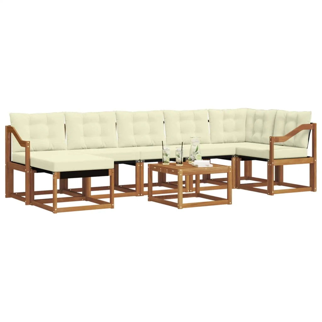 Set di divani da esterno con cuscino 8 pcs Naturale e Crema 3368913