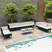 Set Divani da Giardino 10 pz con Cuscini in Polyrattan Nero cod mxl 41670