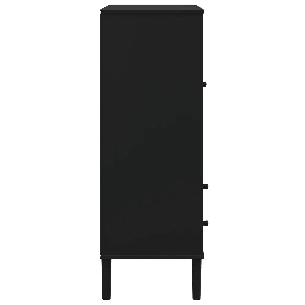 Credenza SENJA Aspetto Rattan Nero 90x40x112 cm Massello Pino 358054