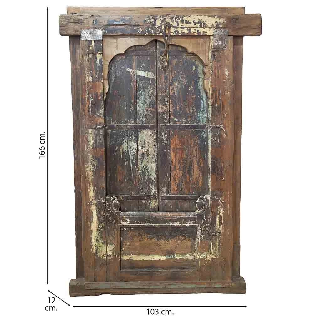 Finestra in legno marrone fatta a mano 103x12x166 cm