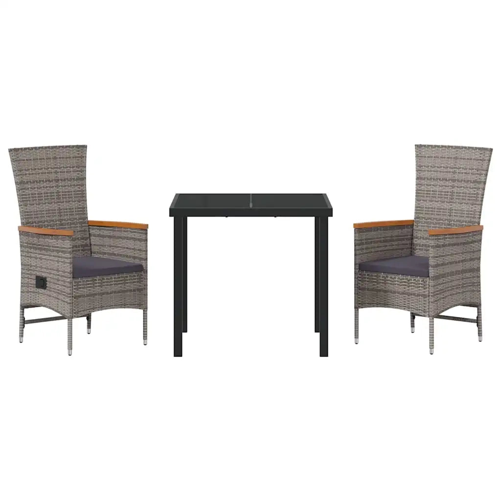 Set da Pranzo per Giardino con cuscino 3 pcs Grigio 3379436