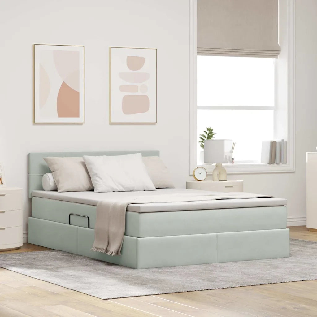 Letto con Contenitore Grigio chiaro 140 x 190 cm Velluto 3370755