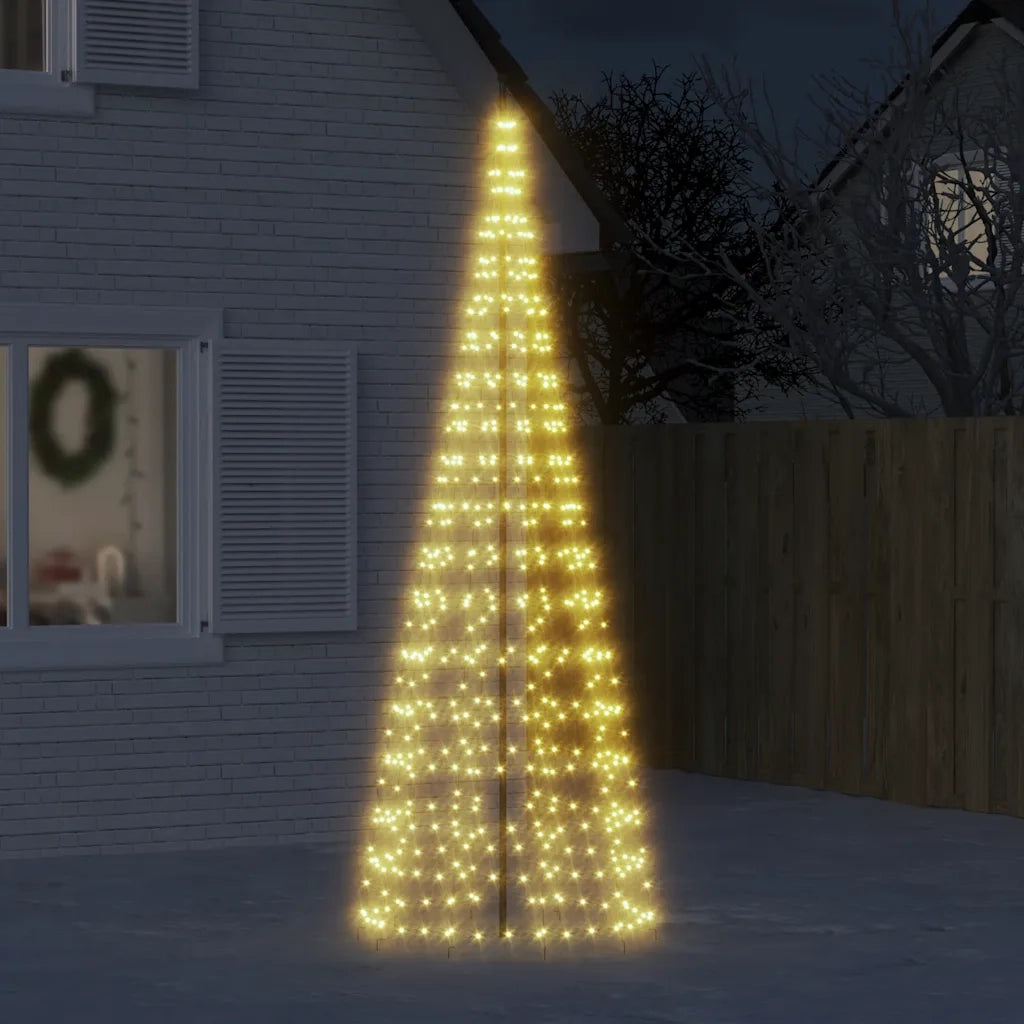 Albero di Natale a LED su Pennone 550 LED Bianco Caldo 300 cm