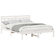 Letto matrimoniale | Letto per adulti | Struttura del letto Bianco 160 x 200 cm Pino massello