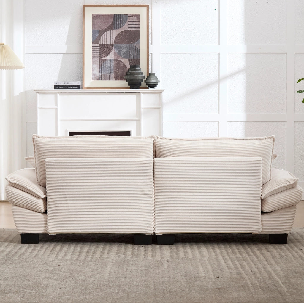 Divano 2 posti in velluto beige con seduta profonda 224 cm