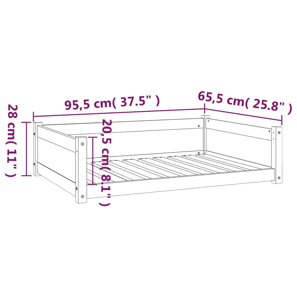 Divano a forma di cesto per cani comodo 95,5 x 65,5 x 28 cm in legno massello di pino marrone 02_0043029