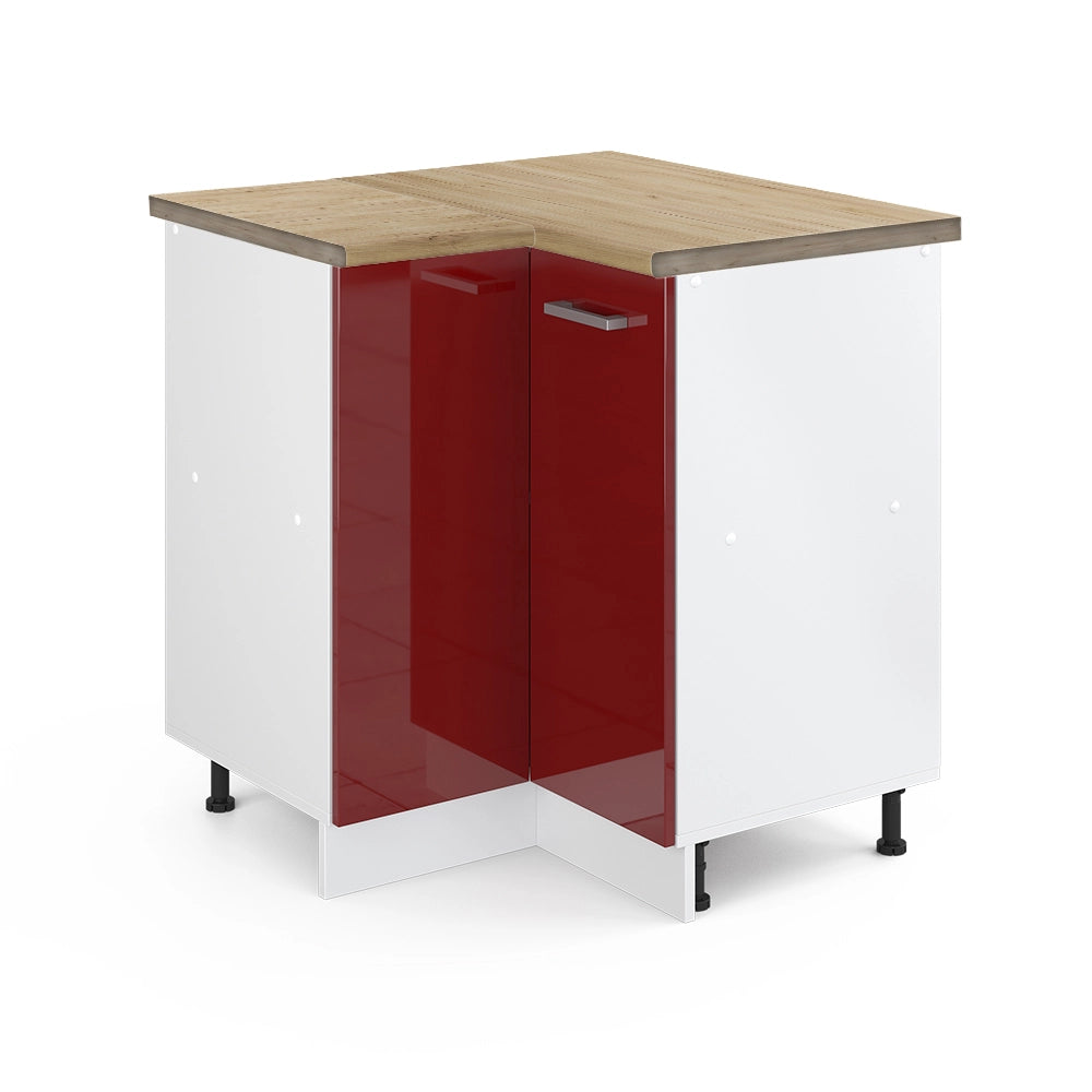 Mobile ad angolo cucina R-Line Rosso lucido/Bianco 75.6 cm, PL Rovere Vicco