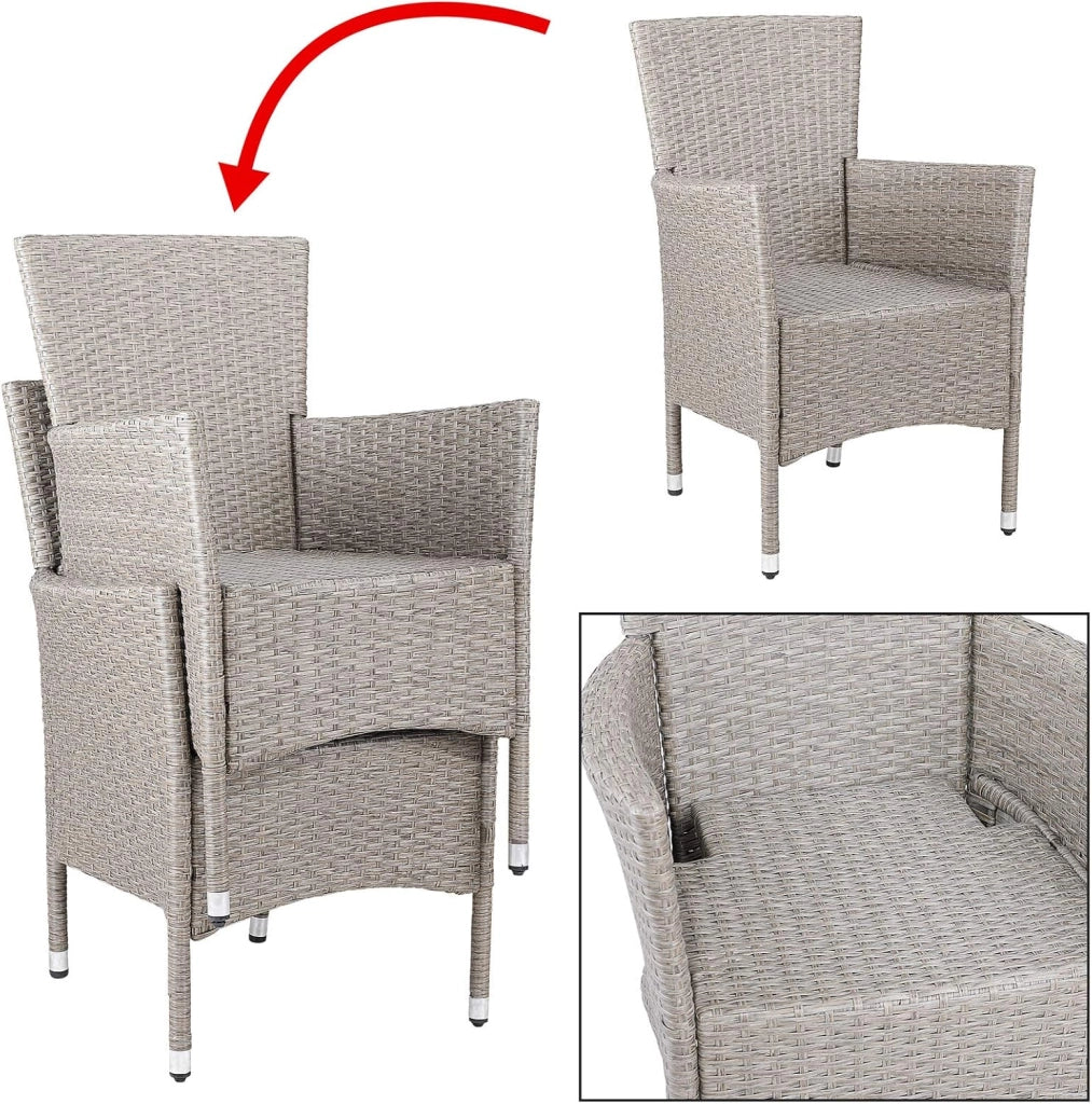 Set di 2 Sedie da Giardino Poly Rattan Impilabile Resistente 160 kg Sedia da Balcone Crema