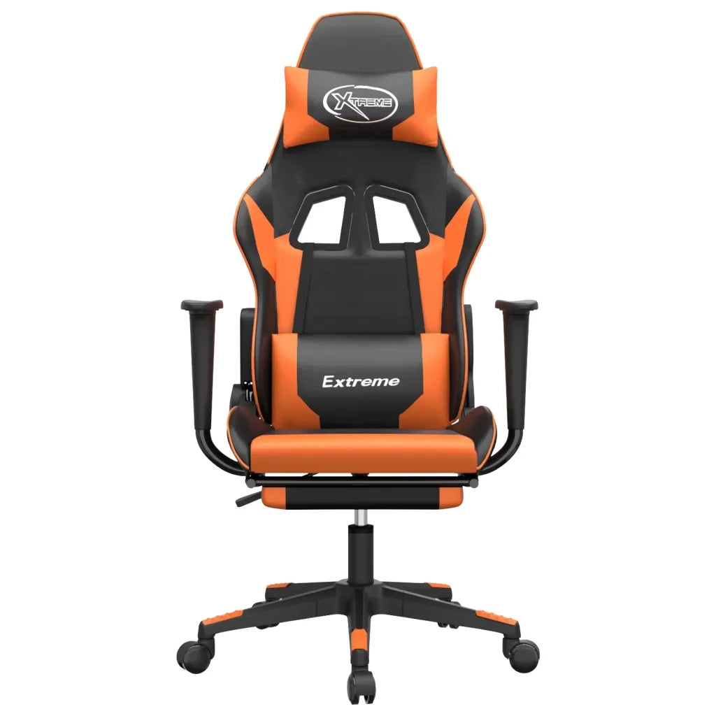 Sedia da Gaming | Sedia da e-sports con Poggiapiedi Nero e Arancione in Similpelle