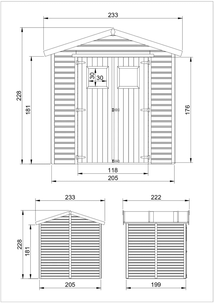Casa da giardino in legno naturale CON PAVIMENTO IMPREGNATO H228x222x233 cm/4,08 m²- TIMBELA M351+M351G