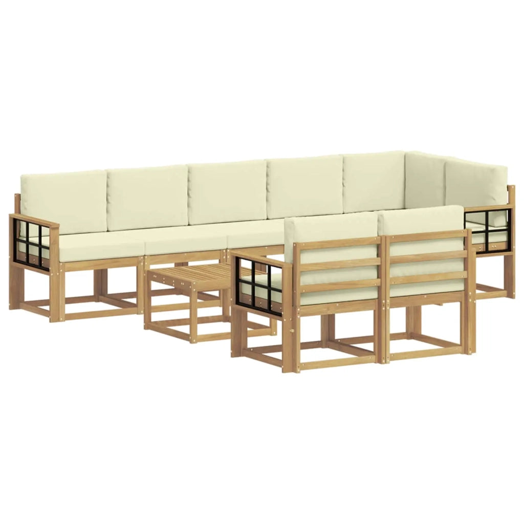Set di divani da esterno 9 pz Bianco e Crema Poliestere 3387849
