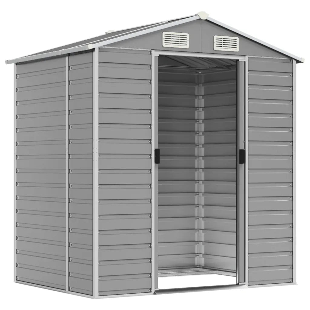 Capanno da Giardino-Casetta da Giardino Grigio Chiaro 191x130x198cm Acciaio Zincato