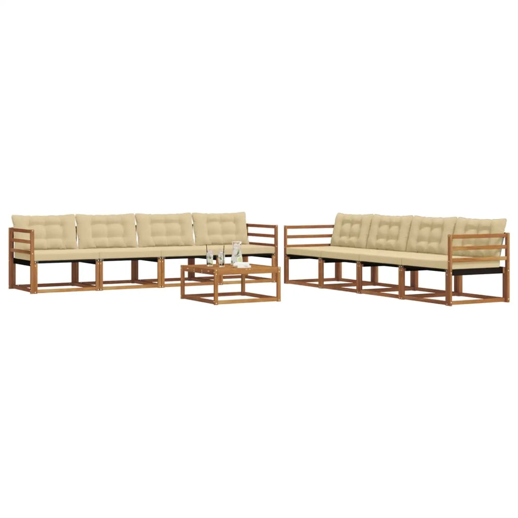 Set di divani da esterno con cuscino 9 pcs Naturale e Beige