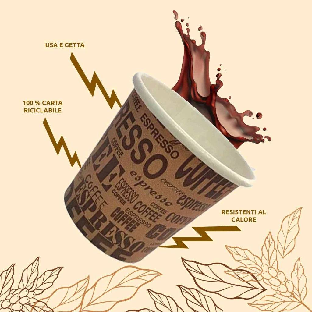 Akitaink 1000 Bicchierini Caffe' 75ml Carta Biodegradabile Avana