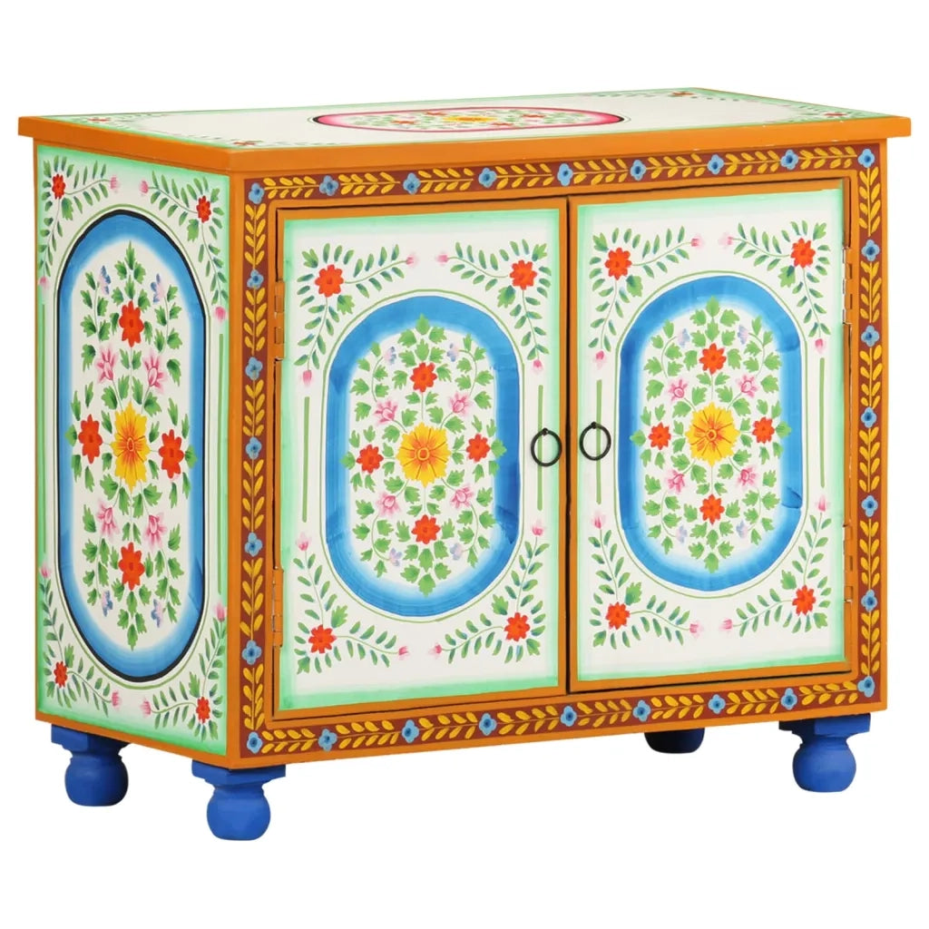 Credenza Dipinta a Mano 70x35x60 cm in Legno di Mango cod mxl 54783