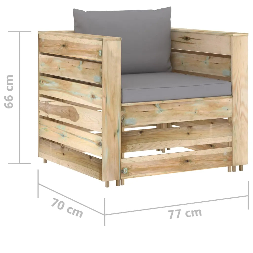 Set Divani da Giardino con Cuscini 2 pz Legno Impregnato Verde cod mxl 42760