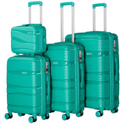 Set 4 Valigie Trolley da Viaggio con Beauty Rivestimento Rigido e Maniglia Telescopica in Polipropilene Verde