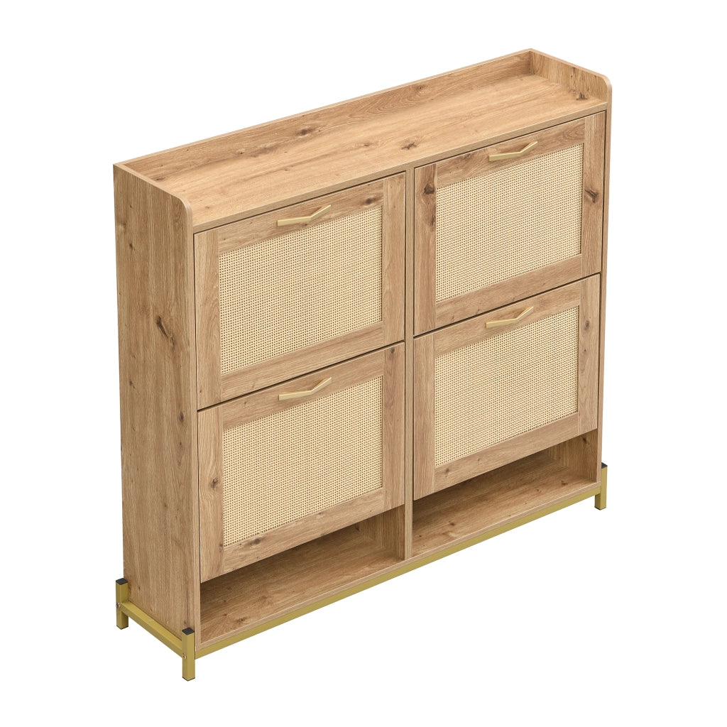 Scarpiera salvaspazio con 4 ante in MDF effetto legno e ripiano superiore per ingresso 108,5 × 24 × 100 cm